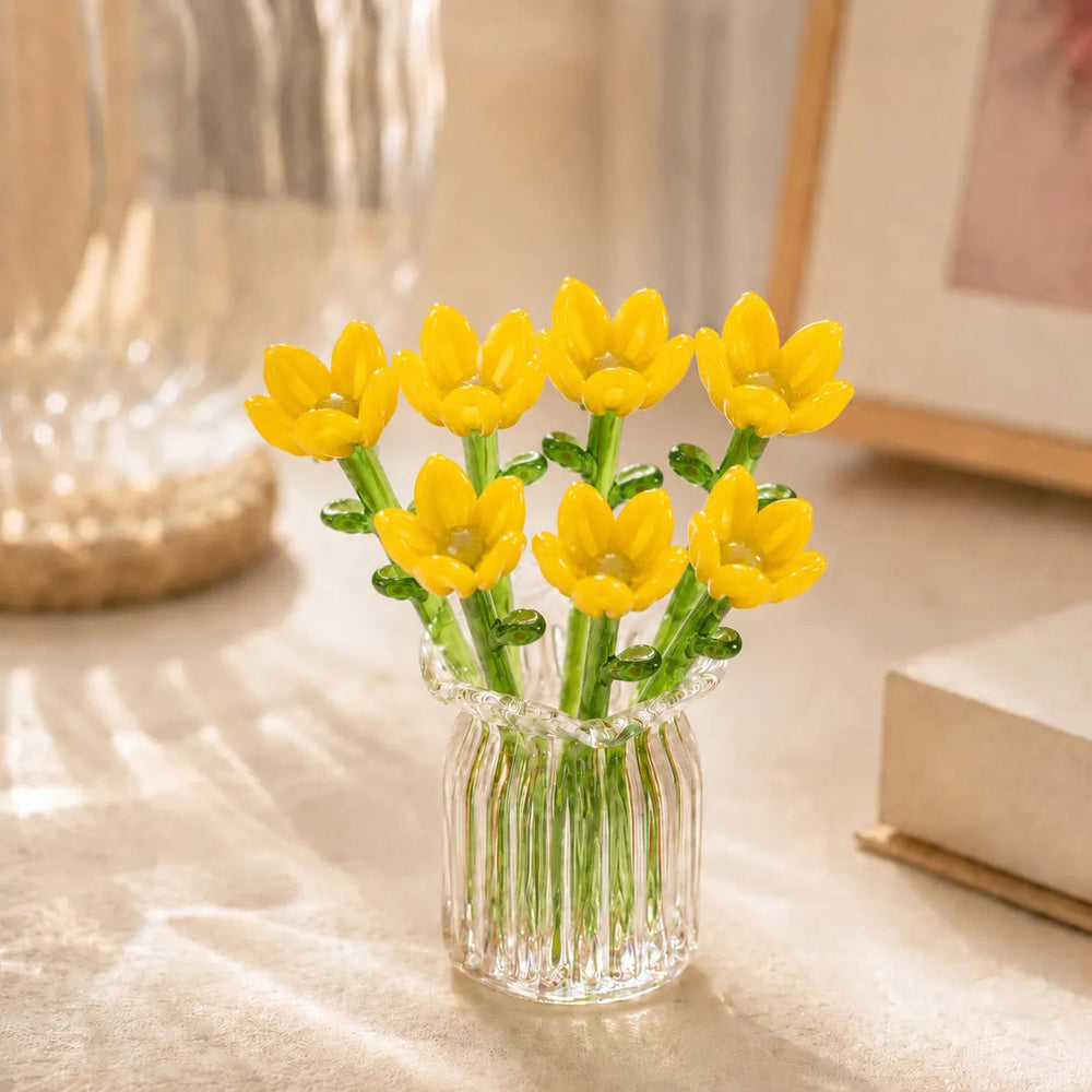 Floria™ Handgemaakte Miniatuur Glazen Bloemenset