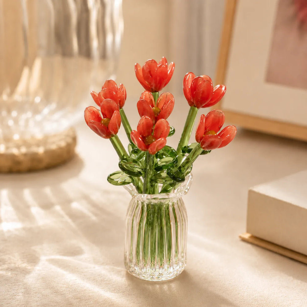Floria™ Handgemaakte Miniatuur Glazen Bloemenset